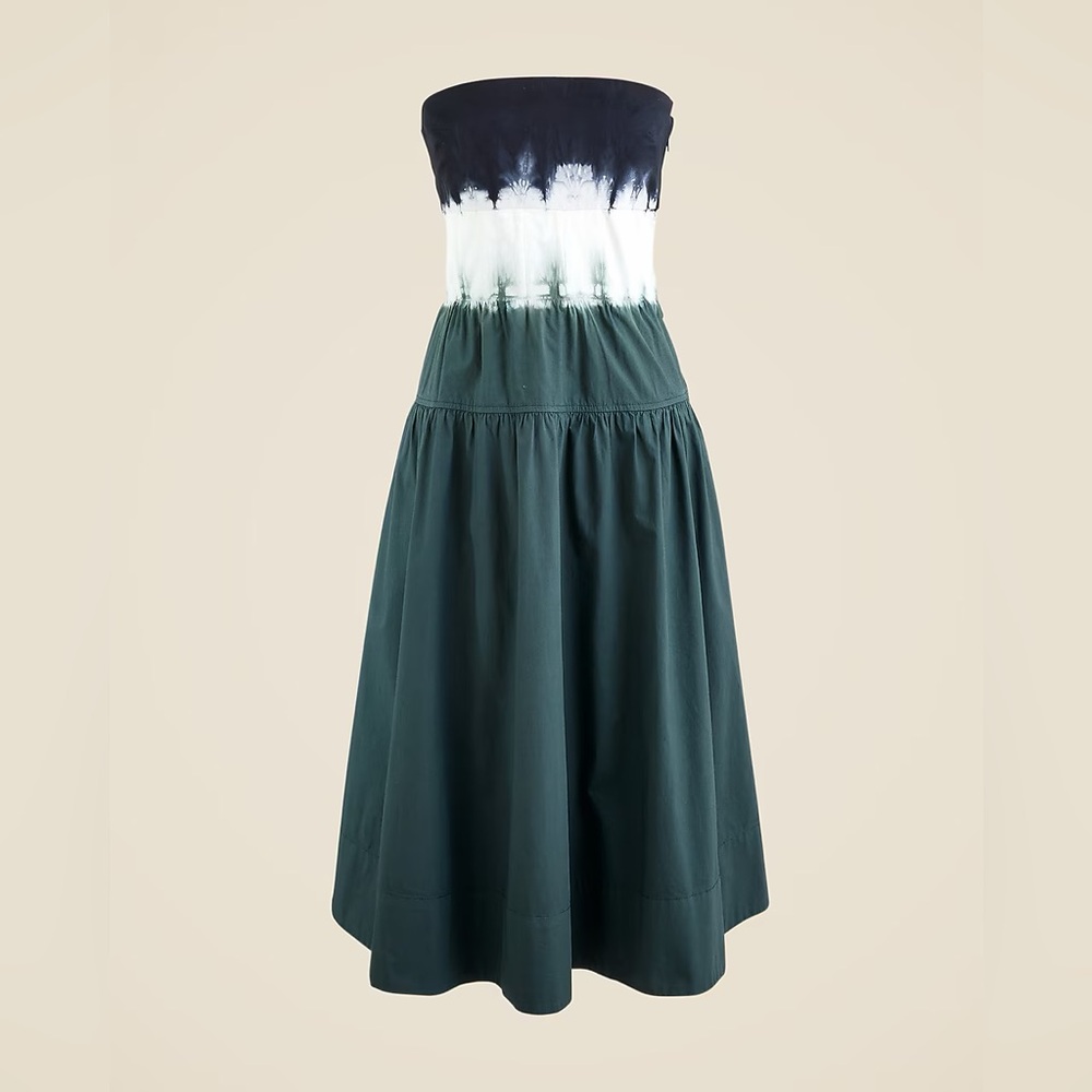 J.CREW Strapless drop-waist dress in dip-dye